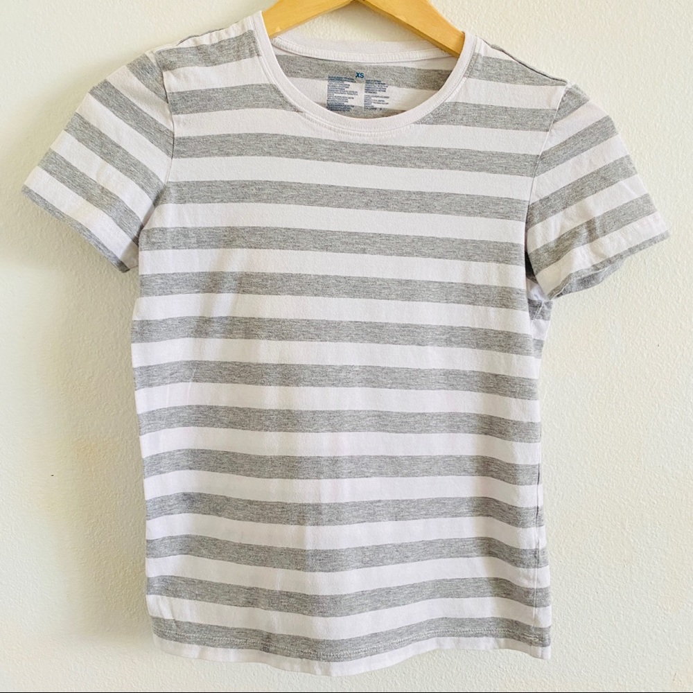 Muji White and Gray Striped T-shirt Size XS
